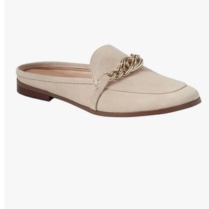 suede mules with gold chain-8